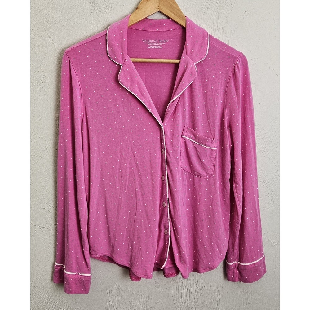 Victoria's Secret Women's Size‎ Small Pink  Polka Dot Long Sleeve Pajamas Shirt